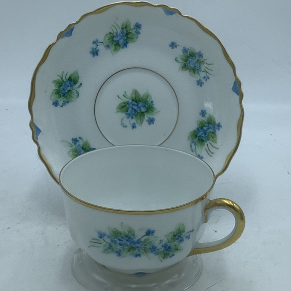 Empress H & C Bavaria Blue Floral  Cup and Saucer - Picture 1 of 9